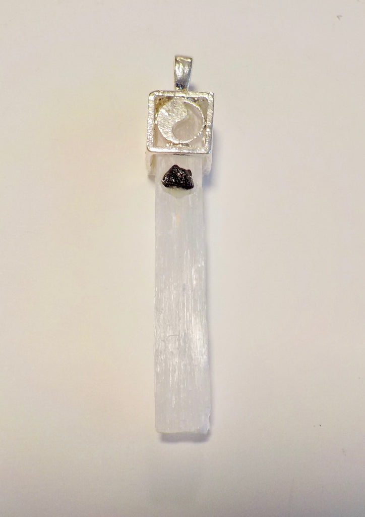 Selenite & Black Tourmaline Pendant - 12.99 - 50% Off
