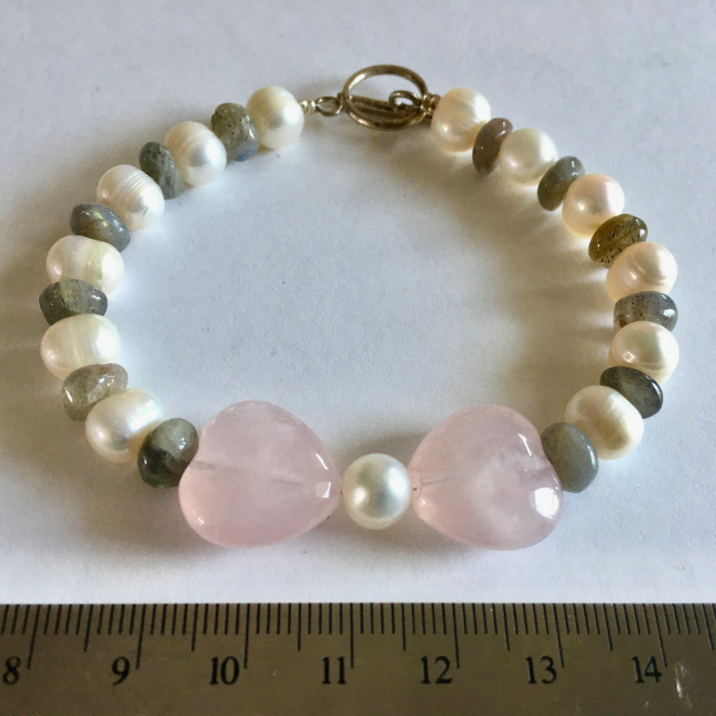 Pearl Labradorite Rose Quartz Bracelet - 39.99