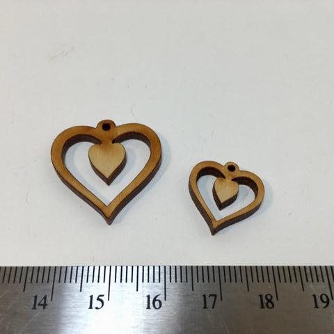Wooden Heart Charm - 2.99 - now 0.49!
