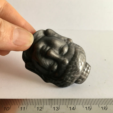 Silver Sheen Obsidian Buddha Head - 27.99