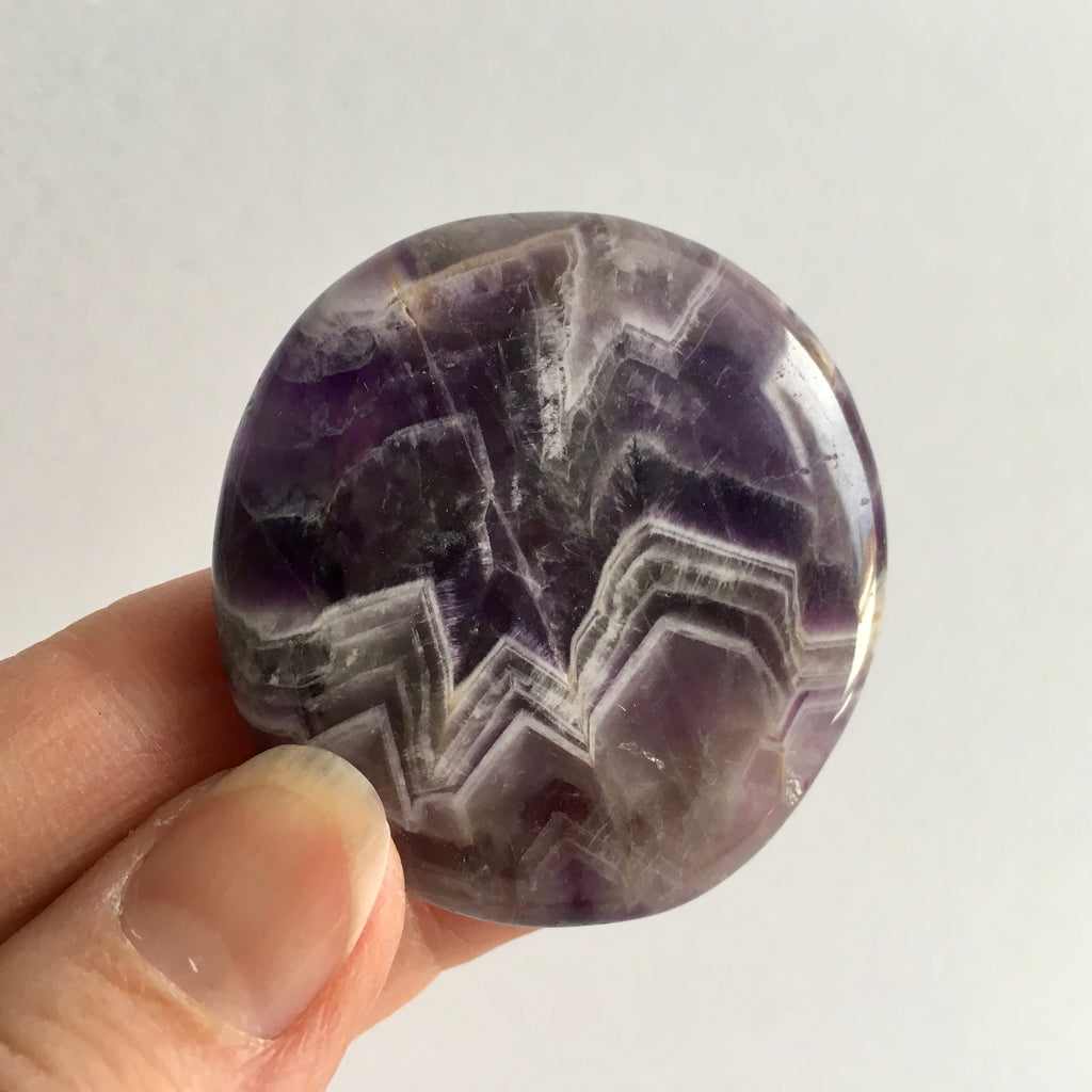 Chevron Amethyst Palm Stone - 11.99
