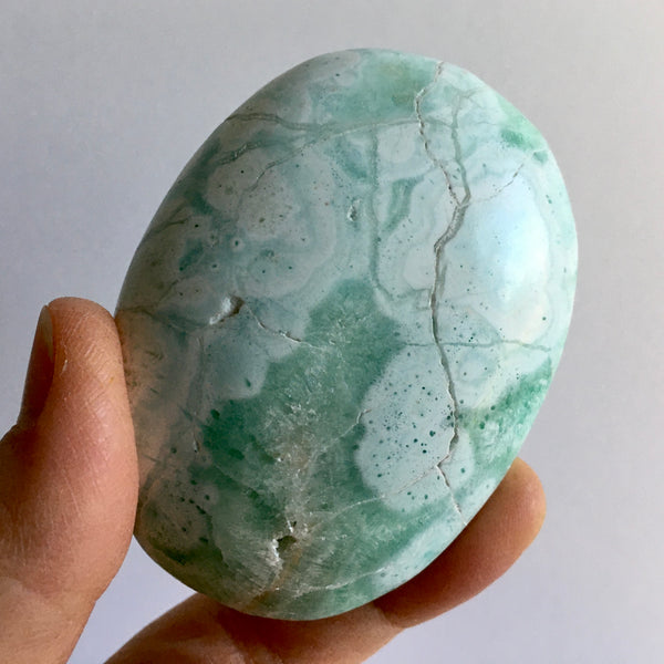 Pistachio Aragonite Palm Stone - 31.99