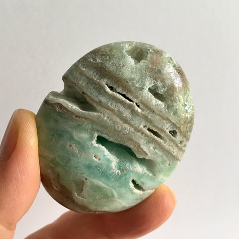 Pistachio Aragonite Palm Stone - 20.99