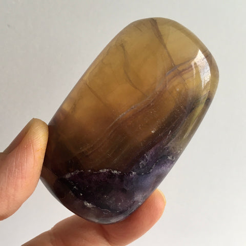 Yellow Violet Fluorite Palm Stone - 35.99