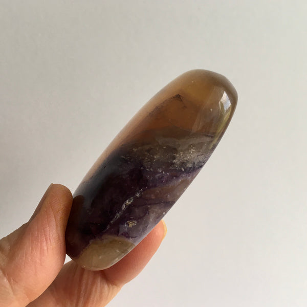 Yellow Violet Fluorite Palm Stone - 35.99