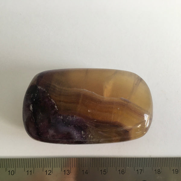 Yellow Violet Fluorite Palm Stone - 35.99
