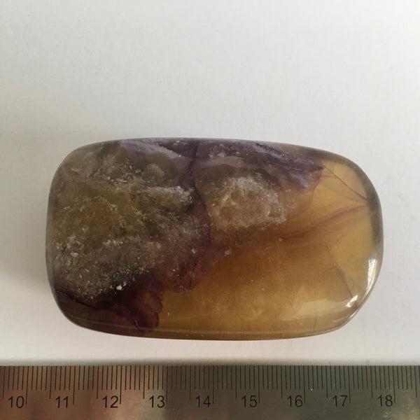 Yellow Violet Fluorite Palm Stone - 35.99