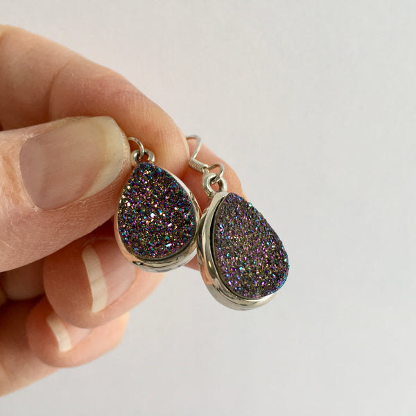 Titanium Aura Druzy Quartz Earrings - 87.99