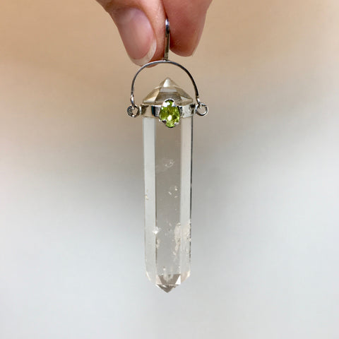Peridot Clear Quartz Pendant - 27.99