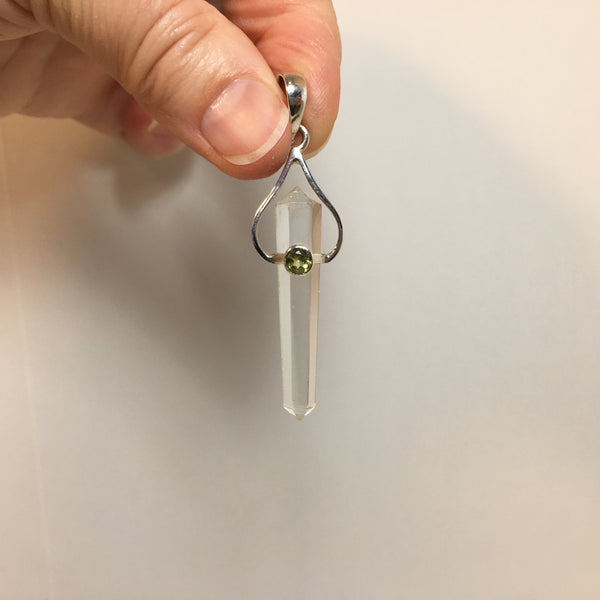 Peridot Clear Quartz Pendant - 32.99