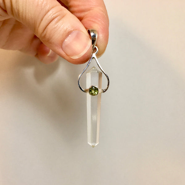 Peridot Clear Quartz Pendant - 32.99