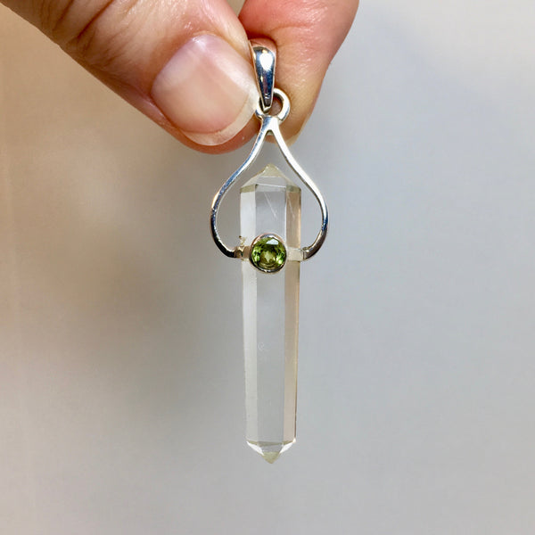 Peridot Clear Quartz Pendant - 32.99