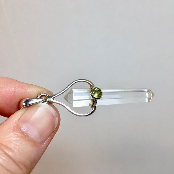 Peridot Clear Quartz Pendant - 32.99