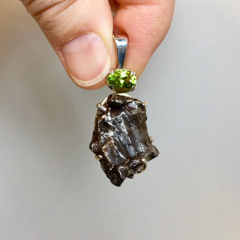 Meteorite and Peridot Pendant - 118.99
