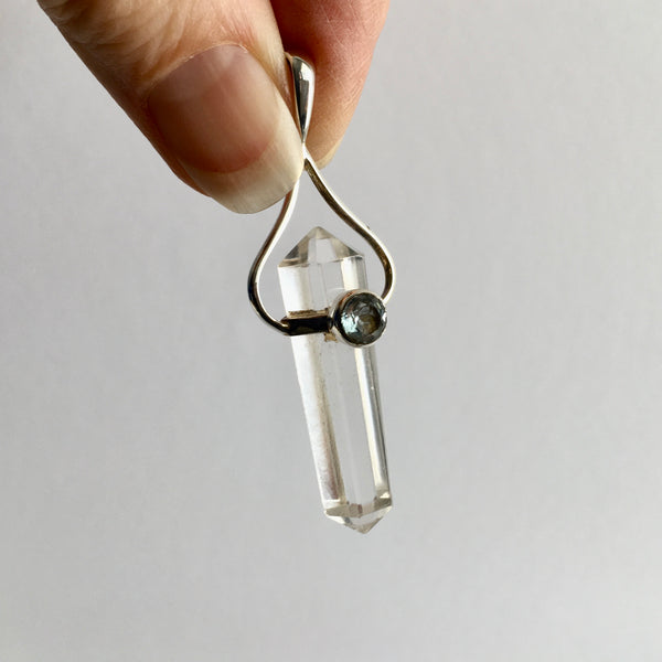 Aquamarine Clear Quartz Pendant - 39.95
