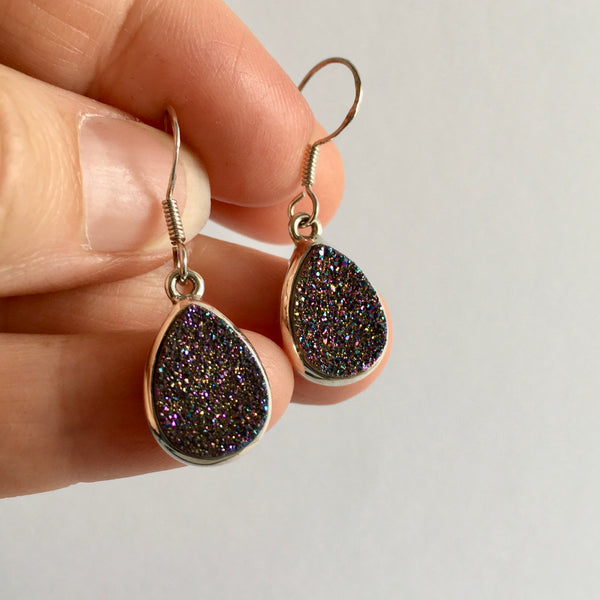Titanium Aura Druzy Quartz Earrings - 87.99