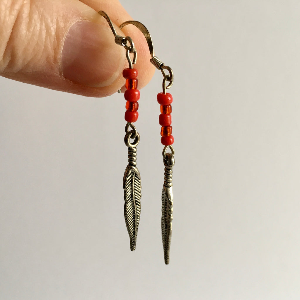Feather Bead Earrings - 4.99 - reduced to 2.99