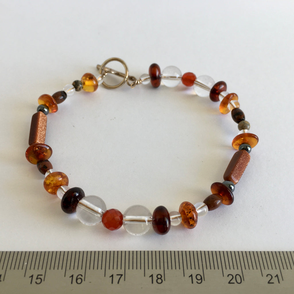 Amber Quartz Gold Stone Bracelet - 17.99