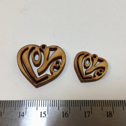Wooden Love Heart Charm - 2.99 - now 0.49 cents!
